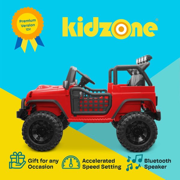 Kidzone 12V 3.8 MPH Kids 2-Seater Ride On Truck Car Electric Vehicles w/Personalize License Plate, 4-Wheeler Suspension, Parent Remote Control, MP3, 3 Speeds, LED Lights, Bluetooth, Radio - Army Green  Toys & Games - Image 15
