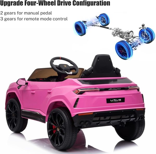YOFE Kids Electric Ride On Car for Kids, 12V Licenced Lamborghini Kids Electric Vehicles with Remote Control, AUX, Spring Suspension, Music, LED Lights, USB Port, Foot Pedal (Pink)  Toys & Games - Image 11