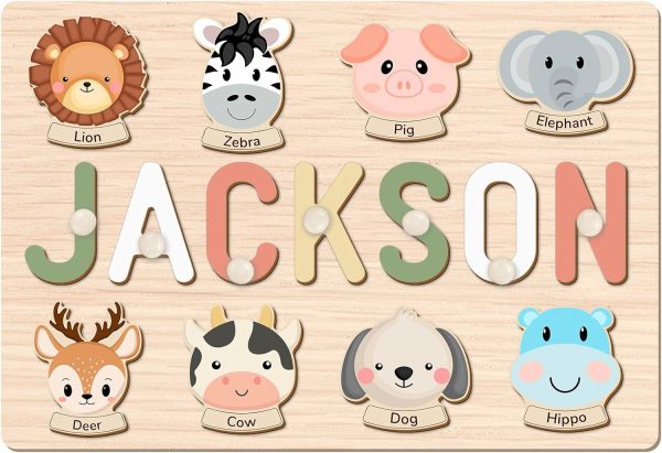 AZUFEMOS Personalized Name Puzzle for Kids, Personalized Baby Gifts Name Puzzles for Toddlers 1-3 1st Birthday for Girls & Boys Wooden Alphabet & Shape Puzzle Montessor Toys for Kids  Toys & Games - Image 12