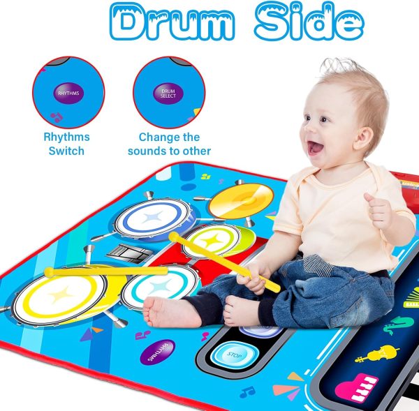 Baby Toys for 1 Year Old Baby Musical Mat Toddler Toys Age 1-2 - 2 in 1 Piano Drum Babies Play Mat - Infant Music Toy 12-18 Months Babies Birthday Valentines Gifts for 1 2 3 Year Old Boys Girls : Toys & Games - Image 11