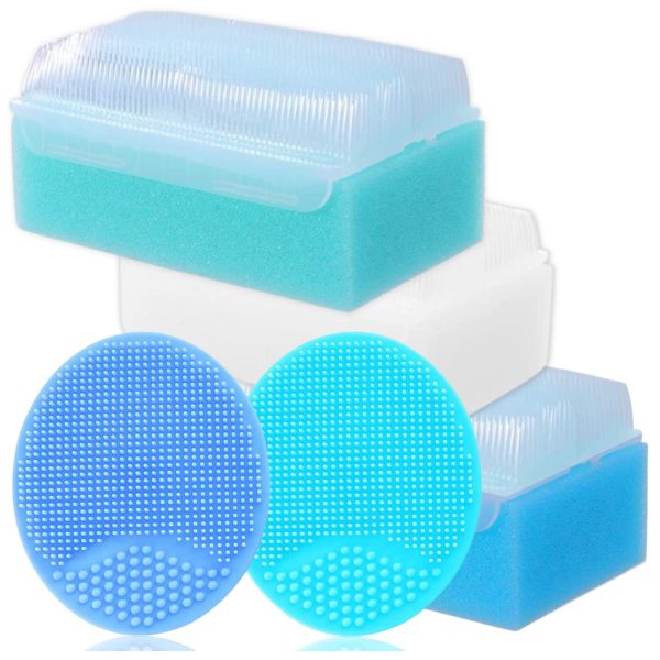 Cradle Cap Brush for Babies - Baby Sponge for Bathing Newborn Bath Essentials | Baby Brush and Comb Set Newborn - Cradle Cap Treatment | Baby Bath Sponges for Newborns (5-Pack)  Baby - Image 17