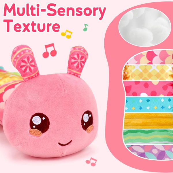Baby Girls Toys 0-6 Months Musical Stuffed Animal Caterpillar Pink Toys for Infant 0-3 3-6 Months Tummy Time Sensory Toy with Mirror Crinkle Rattle Birthday Gifts for 3 4 5 6-12 Month Old Newborn Boys  Toys & Games - Image 3