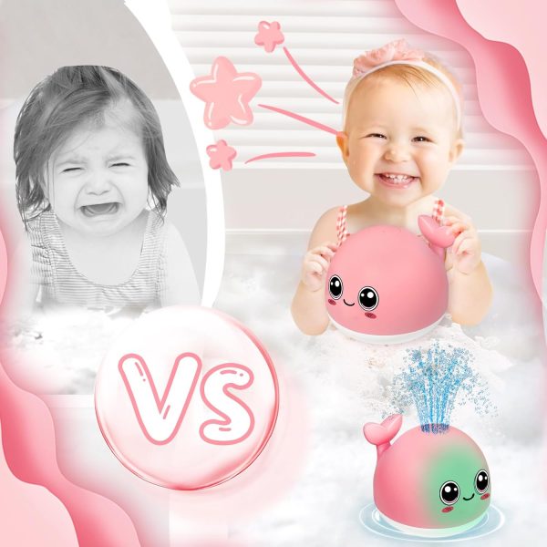 TFS TOP·FANS Bath Toy Baby Girl Gift Pink Whale for 6-12 Months Old Infant Girl Light Up Fountain Bathtub Water Toys 3 4 5 7 8 9 10 15 Birthday Shower Gifts 18-24 Newborn Essentials Stuff Accessories : Toys & Games - Image 22