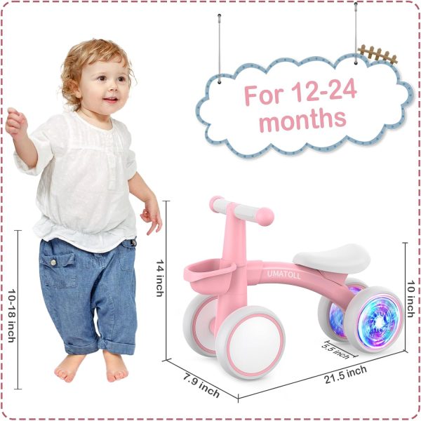 Umatoll Colorful Lighting Baby Balance Bike for 1-2 Year Old Boys Girls, Adjustable Soft Seat & Removable Basket, 12-24 Months Toddler Balance Bike, First Birthday Gift  Toys & Games - Image 22