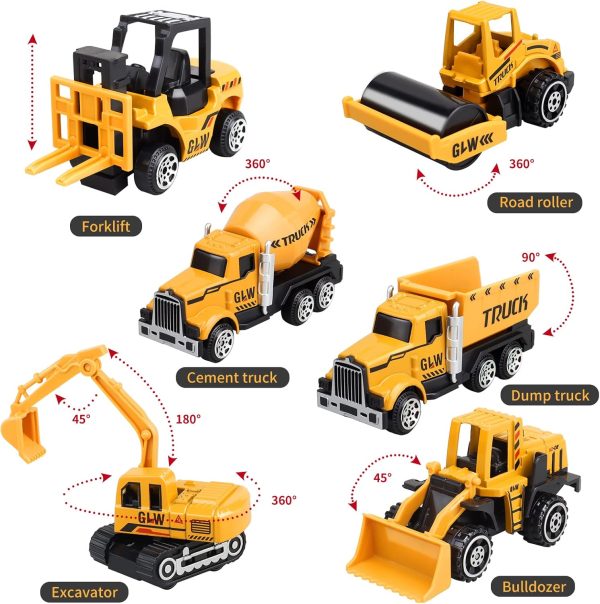 Kids Construction Toys, Construction Truck Toys Set w/Crane, Excavator, Forklift,Bulldozer,Dump Trucks,Cement Truck,Road Roller, Alloy Construction Vehicle Toys for 3 4 5 6 7 Years Old Boys Gifts  Toys & Games - Image 9