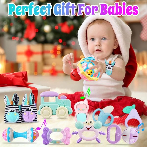 Baby Rattles 0-6 Months Rattles for Babies 0-6 Months Baby Rattles Toys 0-3-6-12 Months Infant Rattle Toys for Babies 0-6 Months Teething - Newborn Baby Boy Girl Rattles Set Wrist Socks : Toys & Games - Image 18