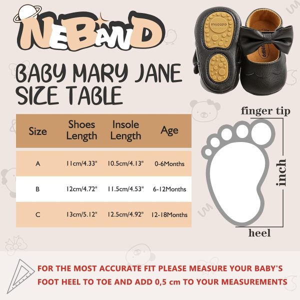 | Baby Girl Mary Jane Flats Dress Shoes - Infant Newborn Shoes Anti-Slip Soft PU Leather Party School Wedding Princess Baby Girl Shoes 0-18M | Mary Jane - Image 3