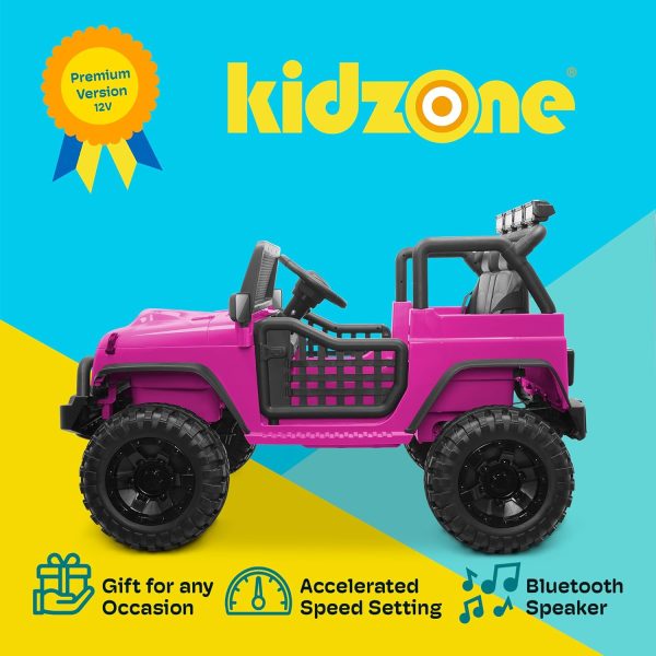 Kidzone 12V 3.8 MPH Kids 2-Seater Ride On Truck Car Electric Vehicles w/Personalize License Plate, 4-Wheeler Suspension, Parent Remote Control, MP3, 3 Speeds, LED Lights, Bluetooth, Radio - Army Green  Toys & Games - Image 20