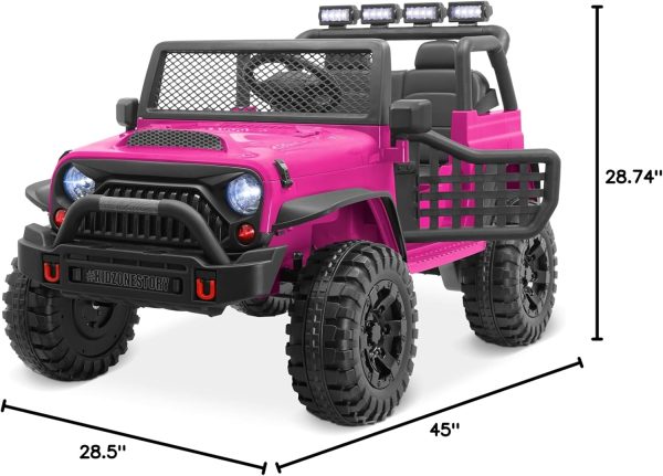 Kidzone 12V 3.8 MPH Kids 2-Seater Ride On Truck Car Electric Vehicles w/Personalize License Plate, 4-Wheeler Suspension, Parent Remote Control, MP3, 3 Speeds, LED Lights, Bluetooth, Radio - Army Green  Toys & Games - Image 25