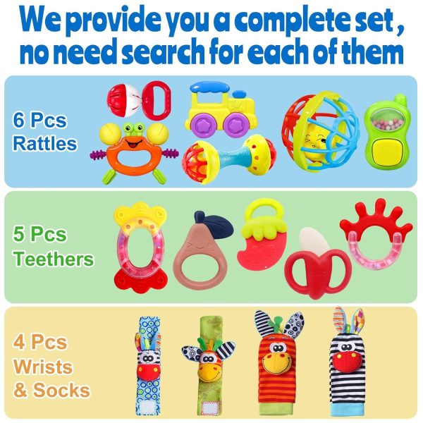 Baby Rattles 0-6 Months Rattles for Babies 0-6 Months Baby Rattles Toys 0-3-6-12 Months Infant Rattle Toys for Babies 0-6 Months Teething - Newborn Baby Boy Girl Rattles Set Wrist Socks : Toys & Games - Image 21