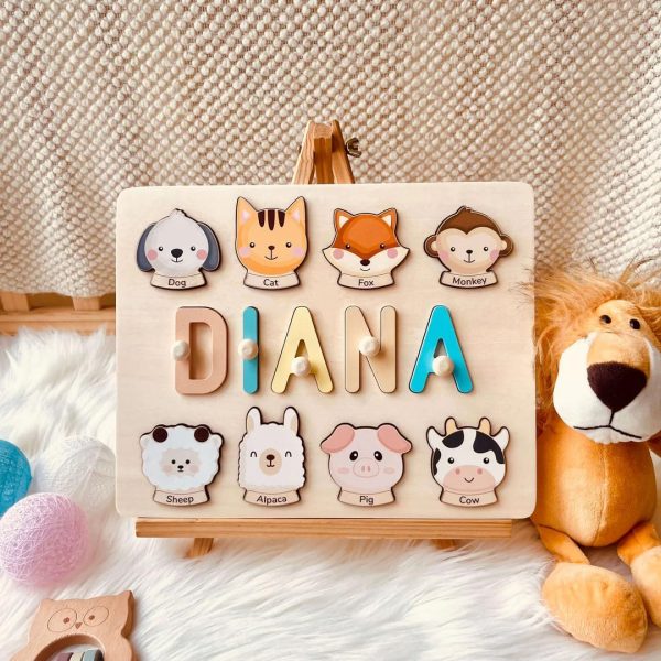 AZUFEMOS Personalized Name Puzzle for Kids, Personalized Baby Gifts Name Puzzles for Toddlers 1-3 1st Birthday for Girls & Boys Wooden Alphabet & Shape Puzzle Montessor Toys for Kids  Toys & Games - Image 20
