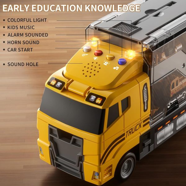 TEMI Construction Truck Toy Set with Play Mat, Carrier Truck Toys for Kids Toddlers, Die-Cast Metal Toy Car Set, Truck Car Kids Toys Christmas Birthday Gift for Age 3 4 5 6 + Years Old Boys Girls  Toys & Games - Image 9