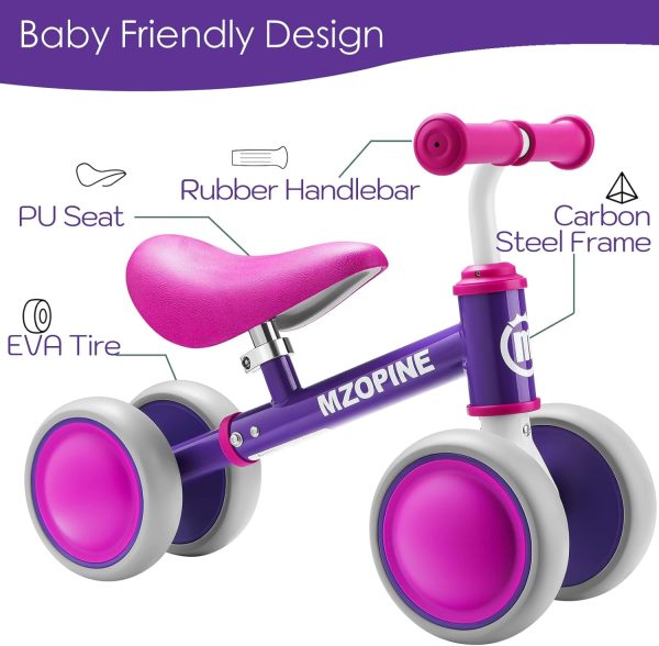 mzopine Baby Balance Bike Toddler Bike Kids Toys for 1 Year Old Boys Girls 12-24 Months Toys Kids Balance Bike Best First Birthday Gifts Children Walker Baby Walker 4 Wheels Bicycle (Purple)  Sports & Outdoors - Image 12