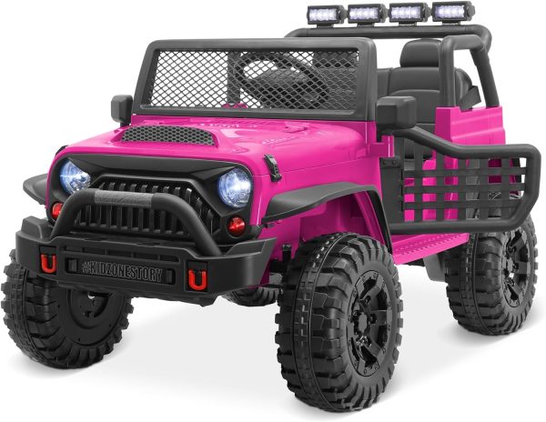 Kidzone 12V 3.8 MPH Kids 2-Seater Ride On Truck Car Electric Vehicles w/Personalize License Plate, 4-Wheeler Suspension, Parent Remote Control, MP3, 3 Speeds, LED Lights, Bluetooth, Radio - Army Green  Toys & Games - Image 19