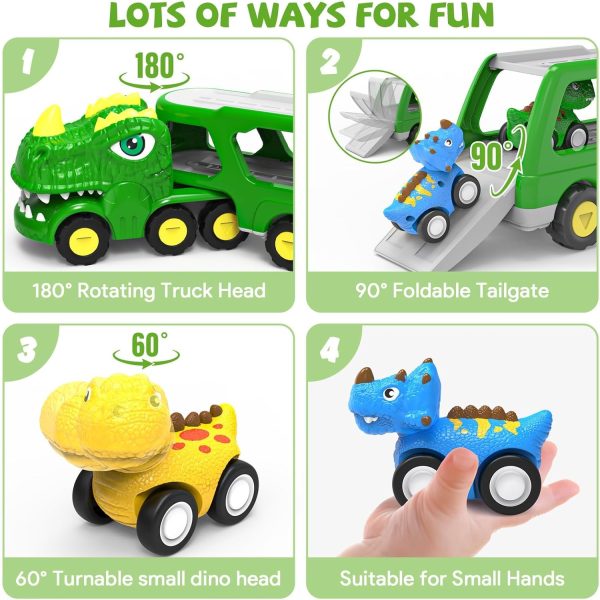 HEGUD Toddler Car Toys for 1 2 3 4 5 Year Old Boy, 5-in-1 Dinosaur Vehicle Trucks Toys for Toddlers 1-3 with Sounds & Lights Toys for Boys 4-7 Toys for Age 2-4 Dinosaur Toys for Kids 3-5  Toys & Games - Image 12