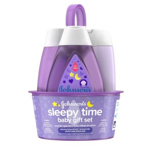 Johnson's Sleepy Time Bedtime Baby Gift Set with Relaxing NaturalCalm Aromas, Bedtime Baby Bath Shampoo, Wash & Lotion Essentials, Hypoallergenic & Paraben-Free, 4 Items  Baby