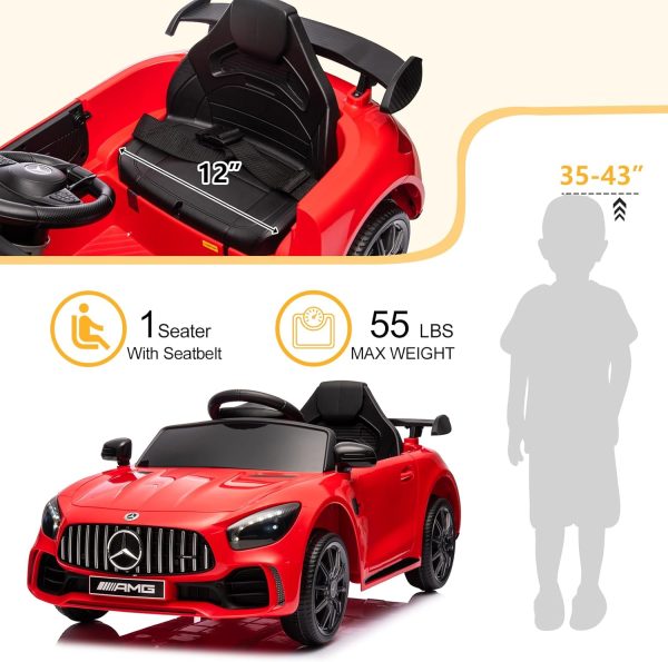 Winado 12V Ride on Car, Licensed Mercedes Benz AMG GTR Battery Powered Electric Vehicle, w/Parent Remote, Wider Seat, LED Lights, Openable Doors, MP3 Player, Smooth Start, 3 Speeds - Red  Automotive - Image 15