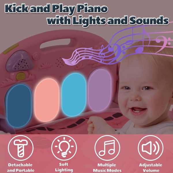 TAMOIE Baby Play Gyms for 0-6 Months, Tummy Time Mat, Baby Play Mat Activity Gym, Kick and Play Piano Gym, Music and Lights, Newborn Baby Gifts for Boys, Blue  Baby - Image 20