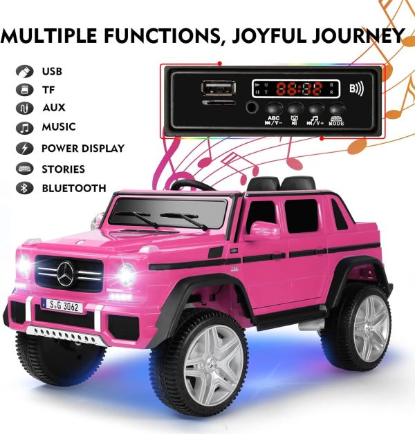 JOYLDIAS Ride On Cars, Licensed Mercedes-Benz Maybach G650S, 12V7AH Battery Powered Toy Electric Car for Kids with 2.4GHz Remote Control, 2 Motors, 3 Speeds, Lock, Music, Horn, LED Lights, Pink  Toys & Games - Image 13