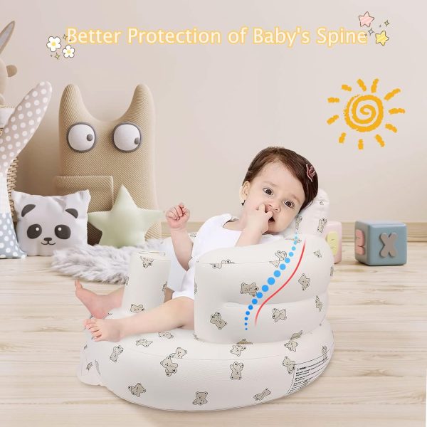 EKEPE Inflatable Baby Seat for Babies 3 Months & Up, Baby Floor Seats for Sitting Up, Baby Seats for Infants, Blow Up Baby Chair with Built in Air Pump - Bear  Baby - Image 12