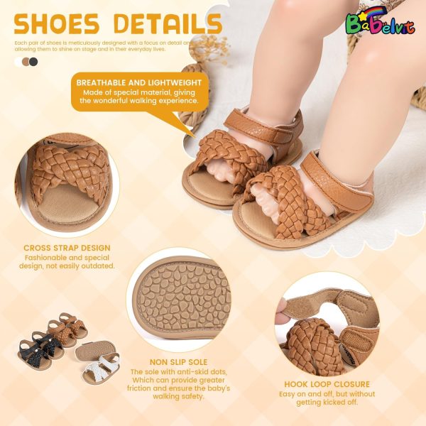 | Babelvit Infant Baby Girl Boy Sandals Comfort Premium Summer Outdoor Casual Beach Shoes with Flower Bowknot Anti Slip Rubber Sole Newborn Toddler Prewalker First Walking Shoes | Sandals - Image 17