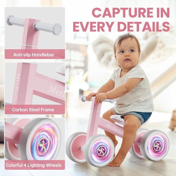 Baby Balance Bike for 1 Year Old Boys Girls Colorful Lighting 10-24 Months Push Toddler Toys Bicycle,4 Wheels First Bike for Kid's 1-2, Pre-School Children Ride on Walker First Birthday Gifts  Toys & Games - Image 25