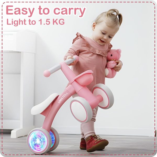 Umatoll Colorful Lighting Baby Balance Bike for 1-2 Year Old Boys Girls, Adjustable Soft Seat & Removable Basket, 12-24 Months Toddler Balance Bike, First Birthday Gift  Toys & Games - Image 25