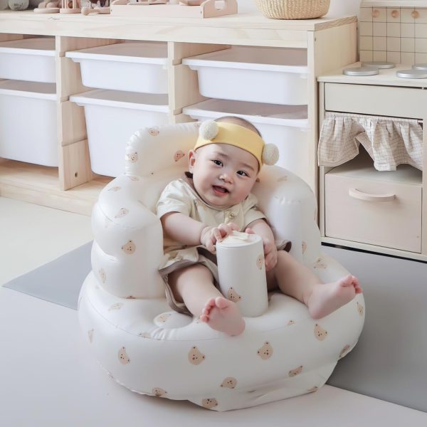 EKEPE Inflatable Baby Seat for Babies 3 Months & Up, Baby Floor Seats for Sitting Up, Baby Seats for Infants, Blow Up Baby Chair with Built in Air Pump - Bear  Baby - Image 15
