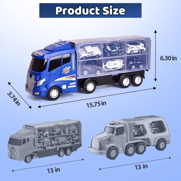 12 in 1 Construction Truck Toys Set for Toddlers, Carrier Truck with 12 Mini Cars for Kids,Transport Trucks Toy with Light and Sound,Christmas Birthday Cars Toy Gift for Boys Age 3-7  Toys & Games - Image 22