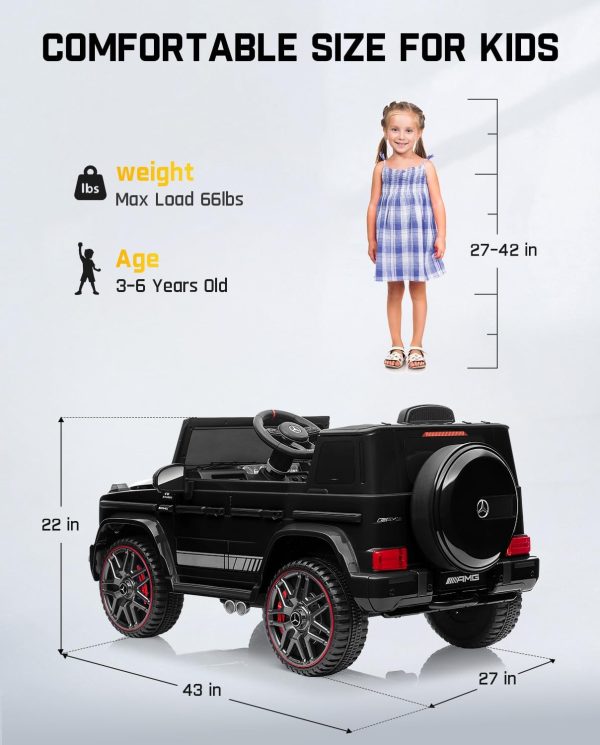 FanttikRide 12V 7Ah Licensed Mercedes-Benz G63 Ride on Car for Kids Ages 3-6, Electric Car Ride on Toys w/Parent Remote, Wireless Music, Suspension System - AMG G63 Large, Black  Toys & Games - Image 10
