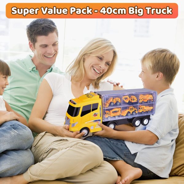 12 in 1 Construction Truck Toys Set for Toddlers, Carrier Truck with 12 Mini Cars for Kids,Transport Trucks Toy with Light and Sound,Christmas Birthday Cars Toy Gift for Boys Age 3-7  Toys & Games - Image 19