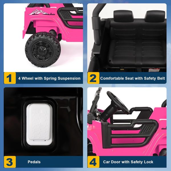 XVD 12V Kids Electric Ride on Car with Remote Control, Electric Off-Road Vehicle for Kids, Battery Powered Wheels Truck Car, with Double Open Doors, LED Lights, MP3 Player, for Boys&Girls, Pink  Toys & Games - Image 12