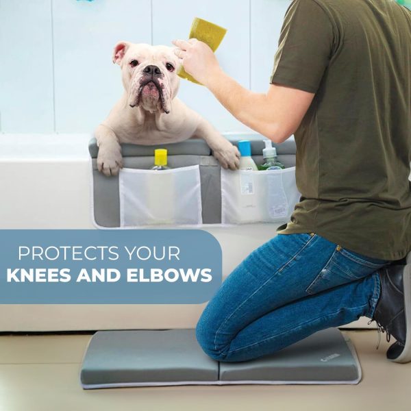 COLSEN Baby Bath Kneeler and Elbow Kneeling Rest Pad Set – Comfortable, 1.5” Thick, Painless, Non-Slip, Foldable Mat for Bathing Parents, with Toy Organizer for Babies and Toddlers - Grey  Baby - Image 13