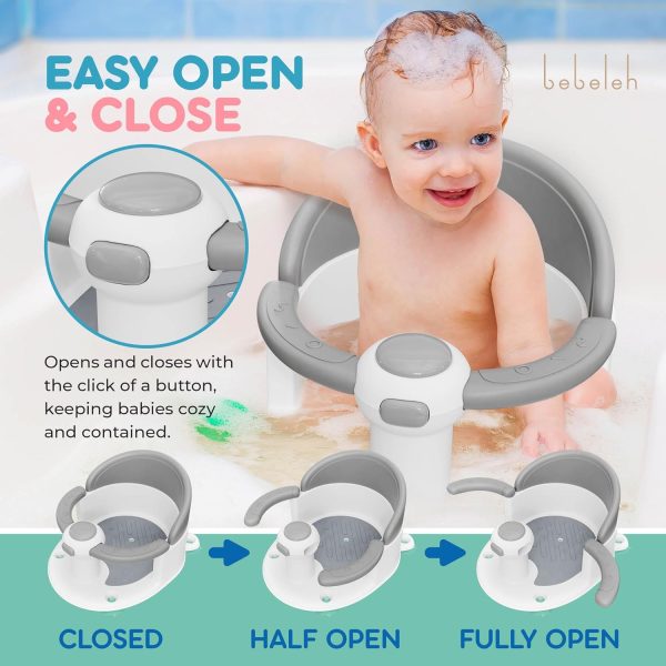 BEBELEH™ Baby Bath Seat [Original] for Babies 6 Months & Up - Safe Infant and Toddler Baby Bathtub Seat for Sitting Up - Baby Bath Tub Baby Tub Seat for Shower (Gray)  Baby - Image 19