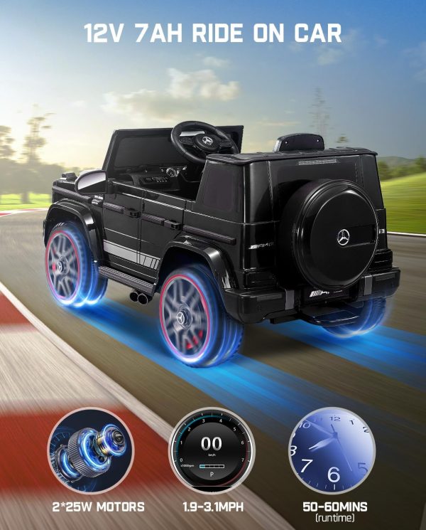 FanttikRide 12V 7Ah Licensed Mercedes-Benz G63 Ride on Car for Kids Ages 3-6, Electric Car Ride on Toys w/Parent Remote, Wireless Music, Suspension System - AMG G63 Large, Black  Toys & Games - Image 13