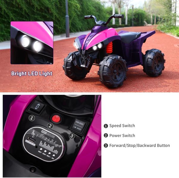 TCARAIWEN 12V Kids ATV 4 Wheelers for Kids 3-6,Electric Kids Ride on ATV with Music Player, All Terrain Tires, Kids Ride on Cars, Purple  Toys & Games - Image 11