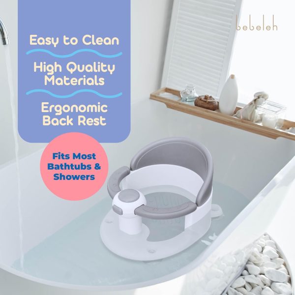 BEBELEH™ Baby Bath Seat [Original] for Babies 6 Months & Up - Safe Infant and Toddler Baby Bathtub Seat for Sitting Up - Baby Bath Tub Baby Tub Seat for Shower (Gray)  Baby - Image 22