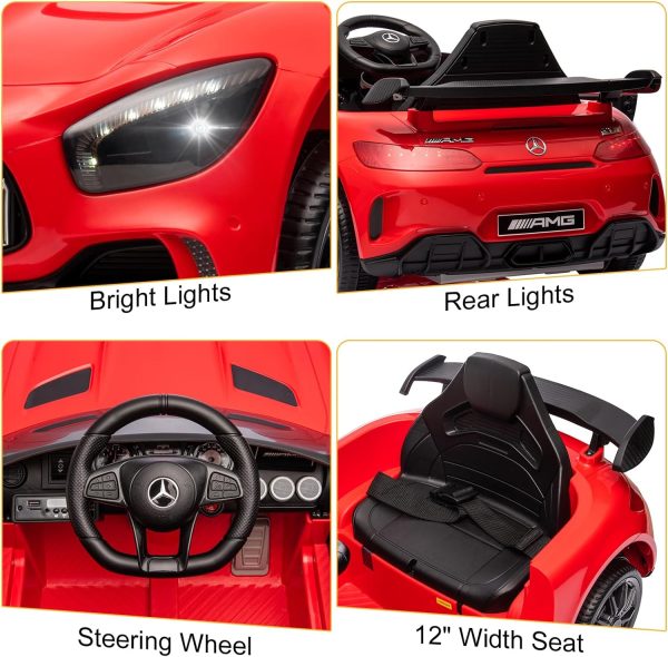 Winado 12V Ride on Car, Licensed Mercedes Benz AMG GTR Battery Powered Electric Vehicle, w/Parent Remote, Wider Seat, LED Lights, Openable Doors, MP3 Player, Smooth Start, 3 Speeds - Red  Automotive - Image 19