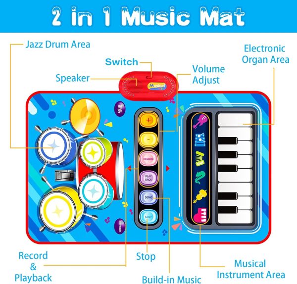 Baby Toys for 1 Year Old Baby Musical Mat Toddler Toys Age 1-2 - 2 in 1 Piano Drum Babies Play Mat - Infant Music Toy 12-18 Months Babies Birthday Valentines Gifts for 1 2 3 Year Old Boys Girls : Toys & Games - Image 13