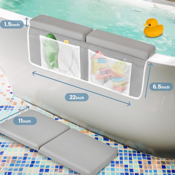 COLSEN Baby Bath Kneeler and Elbow Kneeling Rest Pad Set – Comfortable, 1.5” Thick, Painless, Non-Slip, Foldable Mat for Bathing Parents, with Toy Organizer for Babies and Toddlers - Grey  Baby - Image 11