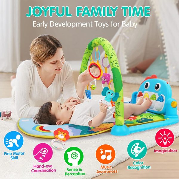 Baby Gym Play Mats Baby Toys Tummy Time Mat Toys Musical Activity Center for Newborn Infant Toys Piano Baby Play Mat Music & Light Newborn Infant Gifts for Baby Toys 0-3 6 9 12 Months, Dinosaur Style  Baby - Image 4