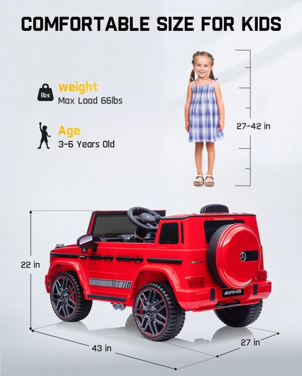 FanttikRide 12V 7Ah Licensed Mercedes-Benz G63 Ride on Car for Kids Ages 3-6, Electric Car Ride on Toys w/Parent Remote, Wireless Music, Suspension System - AMG G63 Large, Black  Toys & Games - Image 18