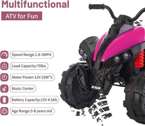 TCARAIWEN 12V Kids ATV 4 Wheelers for Kids 3-6,Electric Kids Ride on ATV with Music Player, All Terrain Tires, Kids Ride on Cars, Purple  Toys & Games - Image 17