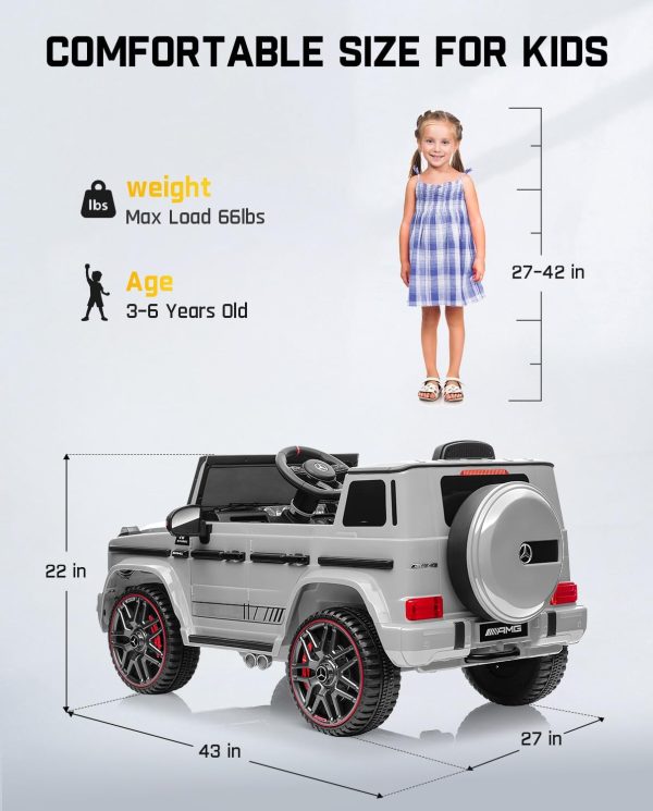 FanttikRide 12V 7Ah Licensed Mercedes-Benz G63 Ride on Car for Kids Ages 3-6, Electric Car Ride on Toys w/Parent Remote, Wireless Music, Suspension System - AMG G63 Large, Black  Toys & Games - Image 25