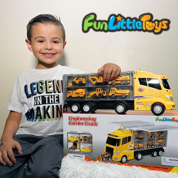 12 in 1 Construction Truck Toys Set for Toddlers, Carrier Truck with 12 Mini Cars for Kids,Transport Trucks Toy with Light and Sound,Christmas Birthday Cars Toy Gift for Boys Age 3-7  Toys & Games - Image 16