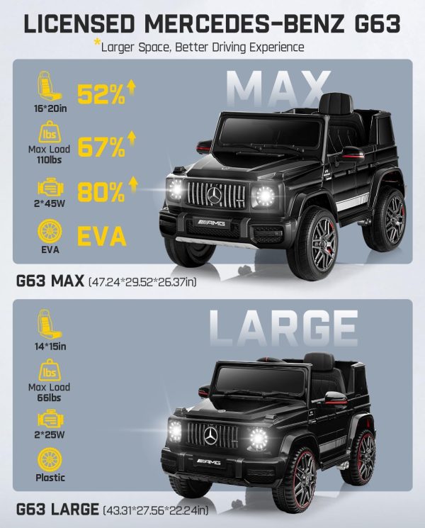 FanttikRide 12V 7Ah Licensed Mercedes-Benz G63 Ride on Car for Kids Ages 3-6, Electric Car Ride on Toys w/Parent Remote, Wireless Music, Suspension System - AMG G63 Large, Black  Toys & Games - Image 16