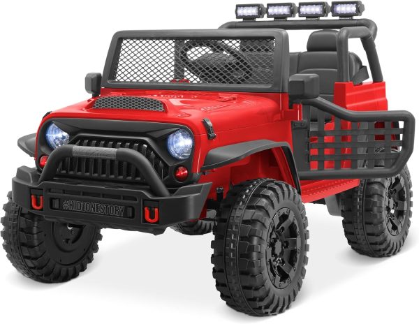 Kidzone 12V 3.8 MPH Kids 2-Seater Ride On Truck Car Electric Vehicles w/Personalize License Plate, 4-Wheeler Suspension, Parent Remote Control, MP3, 3 Speeds, LED Lights, Bluetooth, Radio - Army Green  Toys & Games - Image 13