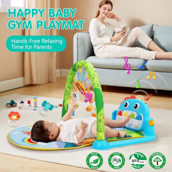 Baby Gym Play Mats Baby Toys Tummy Time Mat Toys Musical Activity Center for Newborn Infant Toys Piano Baby Play Mat Music & Light Newborn Infant Gifts for Baby Toys 0-3 6 9 12 Months, Dinosaur Style  Baby - Image 25