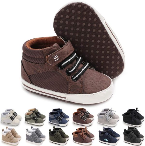 | CENCIRILY Baby Boys Girls High Top Sneakers Soft Soles Anti Skid Infant Ankle Shoes Toddler Prewalker First Walking Crib Shoes | Sneakers