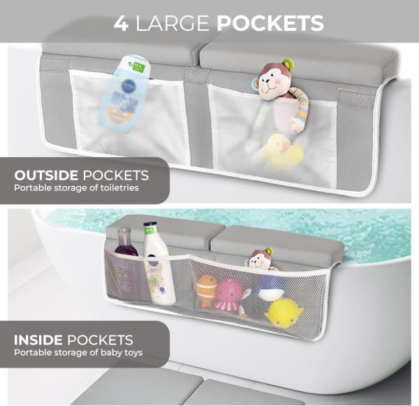 COLSEN Baby Bath Kneeler and Elbow Kneeling Rest Pad Set – Comfortable, 1.5” Thick, Painless, Non-Slip, Foldable Mat for Bathing Parents, with Toy Organizer for Babies and Toddlers - Grey  Baby - Image 15
